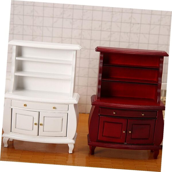 ERINGOGO Mini Libreria in Legno Bianca per Casa delle Bambole - Mobile Elegante 15,5x11x4 cm