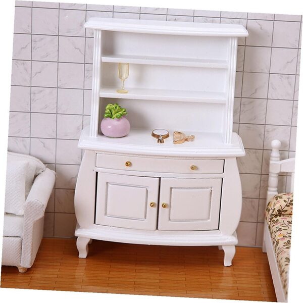 ERINGOGO Mini Libreria in Legno Bianca per Casa delle Bambole - Mobile Elegante 15,5x11x4 cm