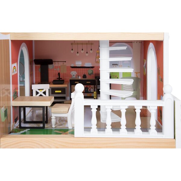 small Foot casa delle bambole in legno con terrazza e mobili, per bambini da 3 anni