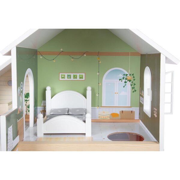 small Foot casa delle bambole in legno con terrazza e mobili, per bambini da 3 anni