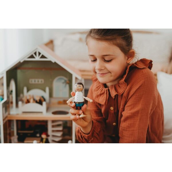 small Foot casa delle bambole in legno con terrazza e mobili, per bambini da 3 anni