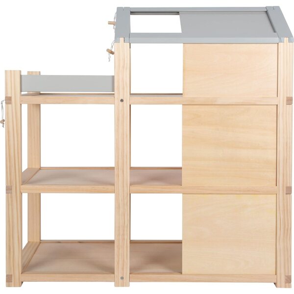 Grande casa delle bambole in legno naturale small Foot 3 piani con mobili e terrazza