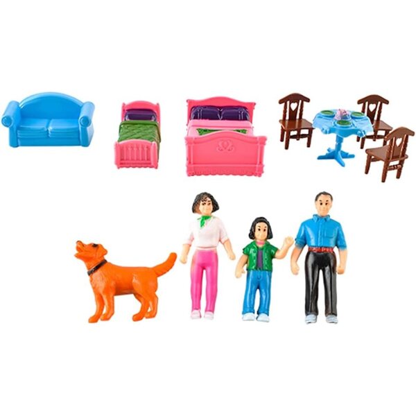 Set casa delle bambole Portatile con Mobili e Gioco Didattico per Bambine da 3 Anni