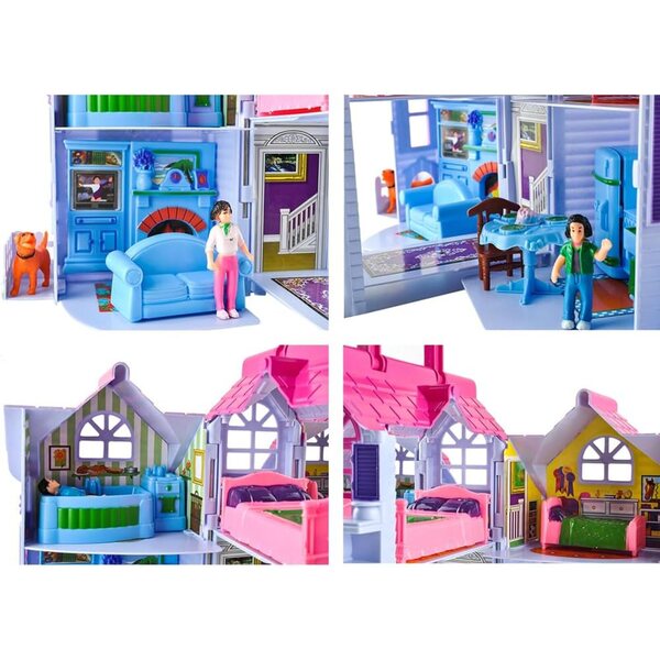 Set casa delle bambole Portatile con Mobili e Gioco Didattico per Bambine da 3 Anni