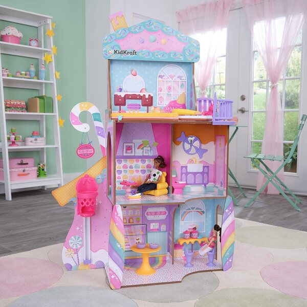 KidKraft Candy Castle: Casa delle Bambole in Legno con Accessori e Lama-Einhorn