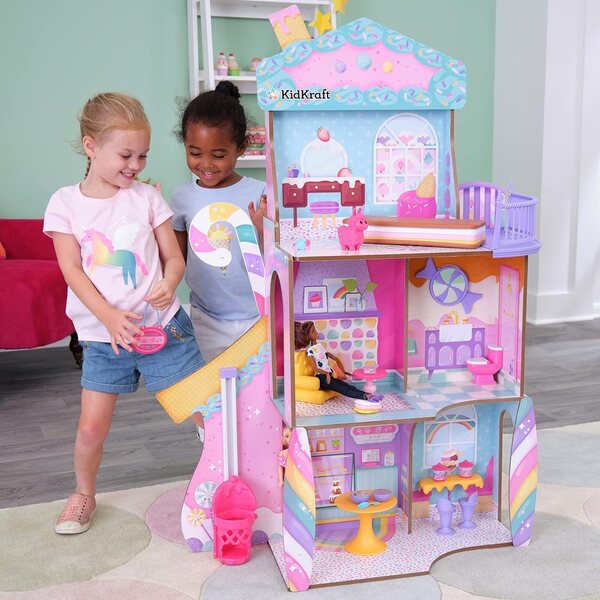 KidKraft Candy Castle: Casa delle Bambole in Legno con Accessori e Lama-Einhorn