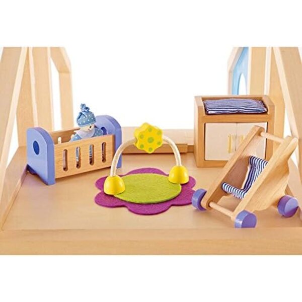 Casa delle bambole Hape quattro stagioni con mobili e accessori per la cameretta dei bambini in legno ecologico