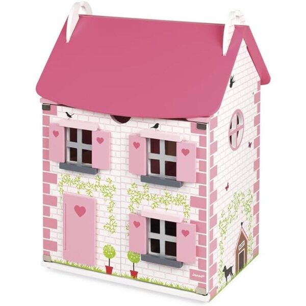 Casa delle Bambole in Legno Janod Mademoiselle 3 Piani con 11 Accessori Rosa