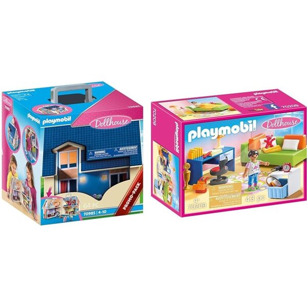 PLAYMOBIL Casa delle Bambole 70985 e 70209 con Accessori e Figura, Giochi per Bambini