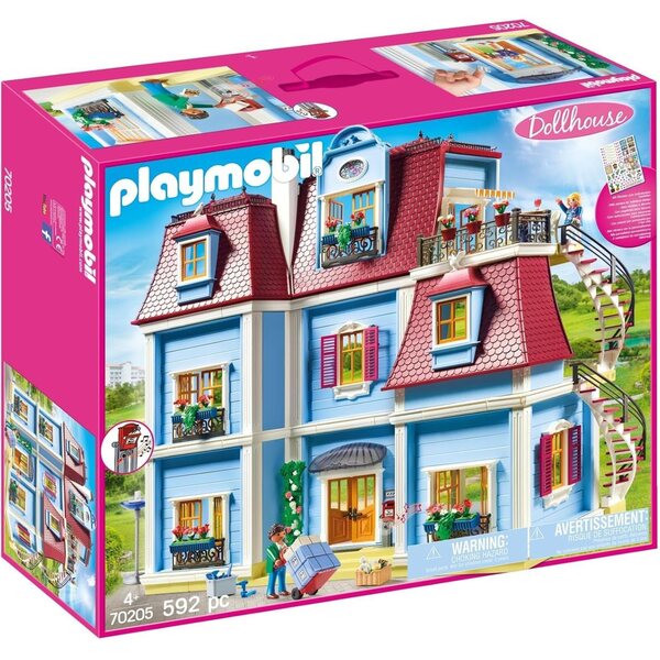 PLAYMOBIL Dollhouse 70205 Grande Casa delle Bambole e 70207 Salotto Accogliente con Luci