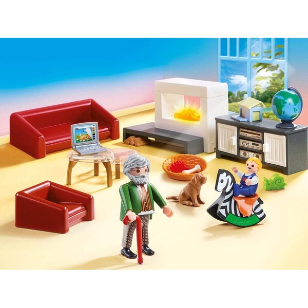 PLAYMOBIL Dollhouse 70205 Grande Casa delle Bambole e 70207 Salotto Accogliente con Luci