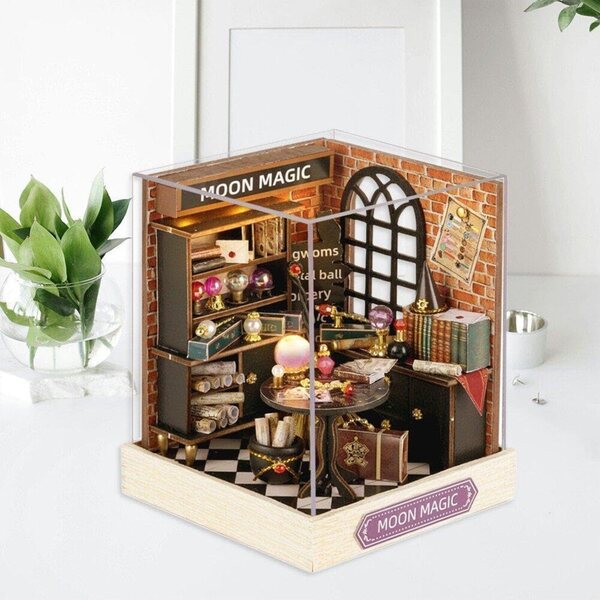 Wudaizhi Miniatura Casa in Legno fai-da-te 11,5x9x9 cm Kit Artigianale Decorativo