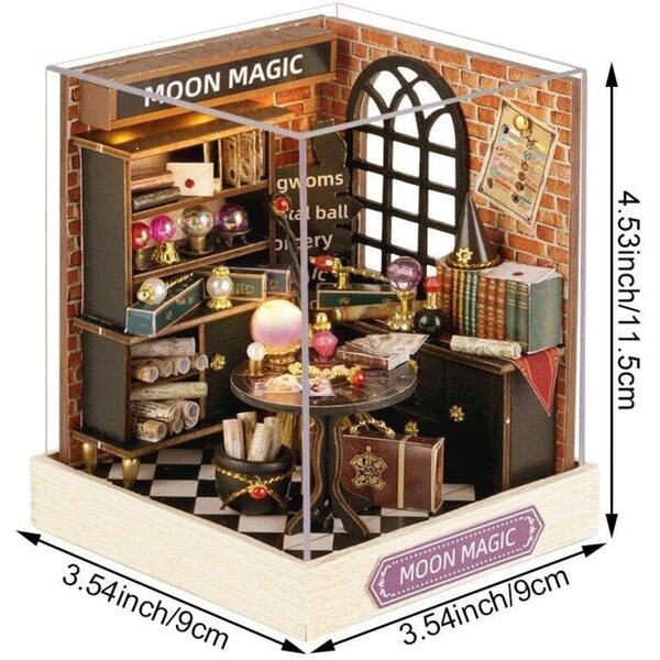 Wudaizhi Miniatura Casa in Legno fai-da-te 11,5x9x9 cm Kit Artigianale Decorativo