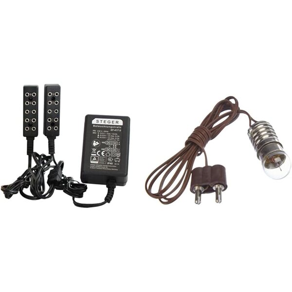 Kahlert 3,5V Lichttransformator für Puppenhäuser und Krippen mit E10-Lampe Braun