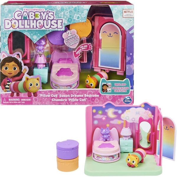 Gabby's Dollhouse Deluxe Raum: Backküche und Sweet Dreams Schlafzimmer mit Puppen und Zubehör