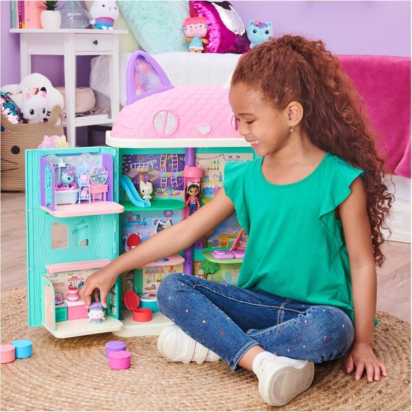 Gabby's Dollhouse Deluxe-Zimmer: Backküche mit Cakey- und Primp- und Pamper-MerCat-Badezimmer für Kinder ab 3 Jahren