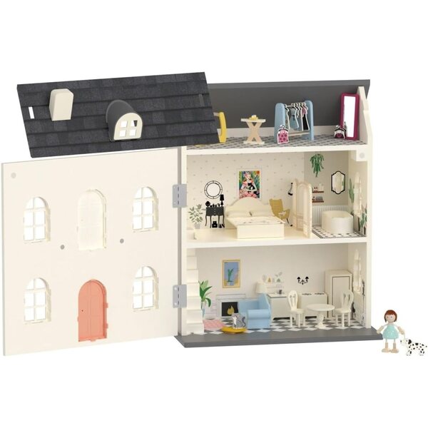 Casa delle bambole in legno vintage Classic World 3 piani con mobili e accessori