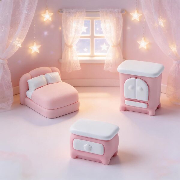 Miniatur-Wohnzimmer- und Schlafsofa-Set aus Kunstharz für Puppenhäuser und kreative Hobbys