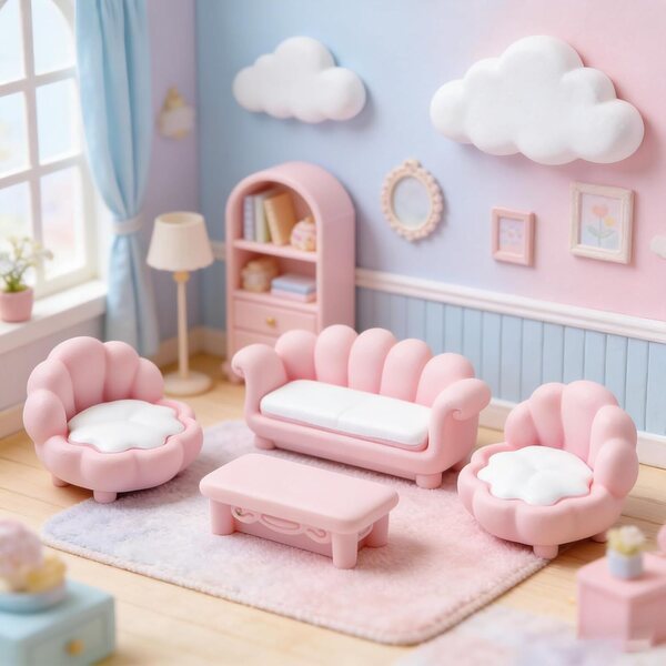 Miniatur-Wohnzimmer- und Schlafsofa-Set aus Kunstharz für Puppenhäuser und kreative Hobbys