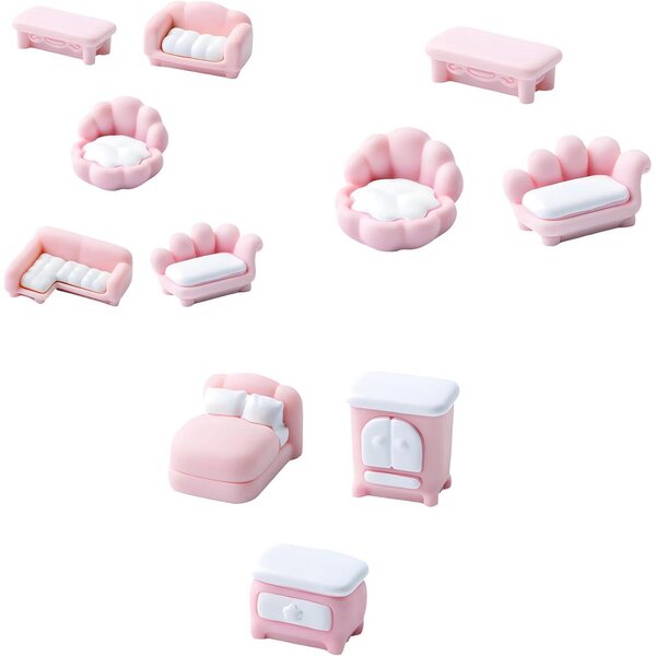 Miniatur-Wohnzimmer- und Schlafsofa-Set aus Kunstharz für Puppenhäuser und kreative Hobbys