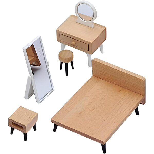 Miniatur-Set, 5-teilig, Möbelzimmer für Puppenhaus für Kinder aus Holz und Kunststoff