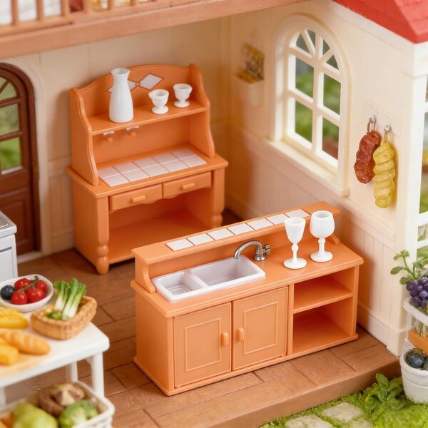 Interaktive Miniaturküche für Kinder mit Zubehör, kreatives Lernspielset