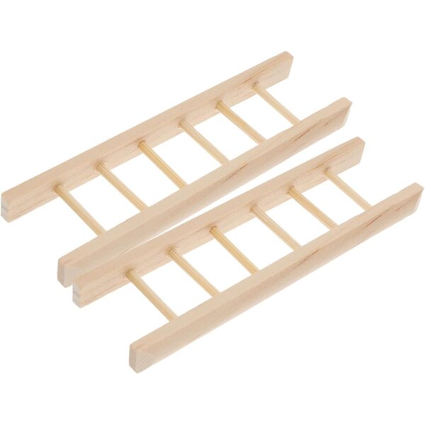NOLITOY 2 Mini Scalette in Legno Naturale per Casa delle Bambole e Decorazioni