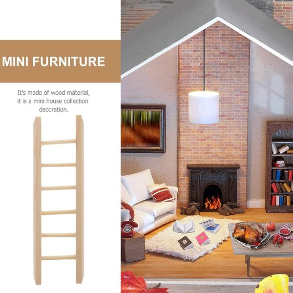 NOLITOY 2 Mini Scalette in Legno Naturale per Casa delle Bambole e Decorazioni