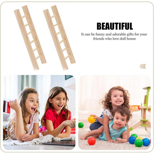NOLITOY 2 Mini Scalette in Legno Naturale per Casa delle Bambole e Decorazioni