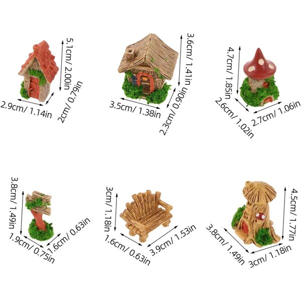 9-teiliges Set aus Minihäusern und Gartenzubehör für Dekoration und Heimwerker