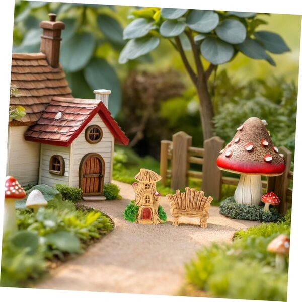 9-teiliges Set aus Minihäusern und Gartenzubehör für Dekoration und Heimwerker