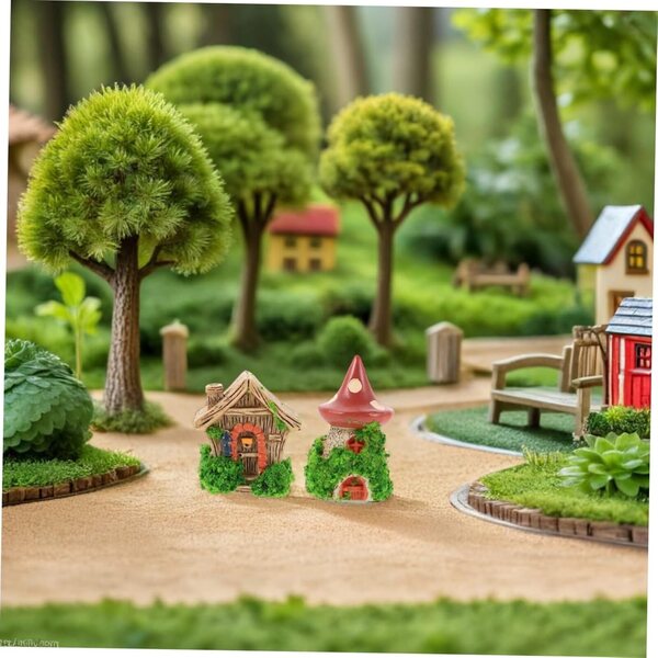 9-teiliges Set aus Minihäusern und Gartenzubehör für Dekoration und Heimwerker
