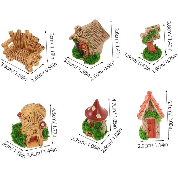9-teiliges Set aus Minihäusern und Gartenzubehör für Dekoration und Heimwerker