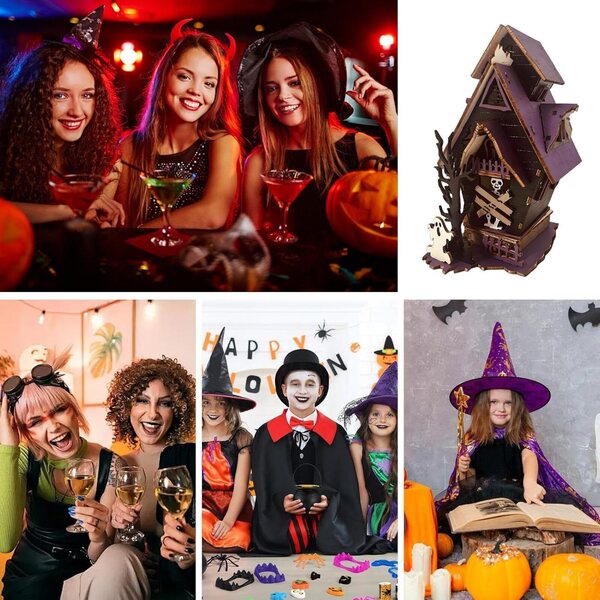 3D-beleuchtetes Spukhaus – rustikale Halloween-Dekoration für Zuhause und Partys