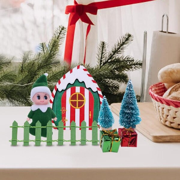 Set Miniatur-Weihnachtshaus, festliche Dekoration für Puppen und Modelle