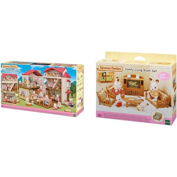 Casa a schiera Sylvanian Families con mansarda, 5 stanze, balcone e vera luce
