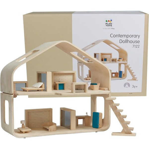 Nachhaltiges Puppenhaus aus Holz von PlanToys für Kinder ab 3 Jahren