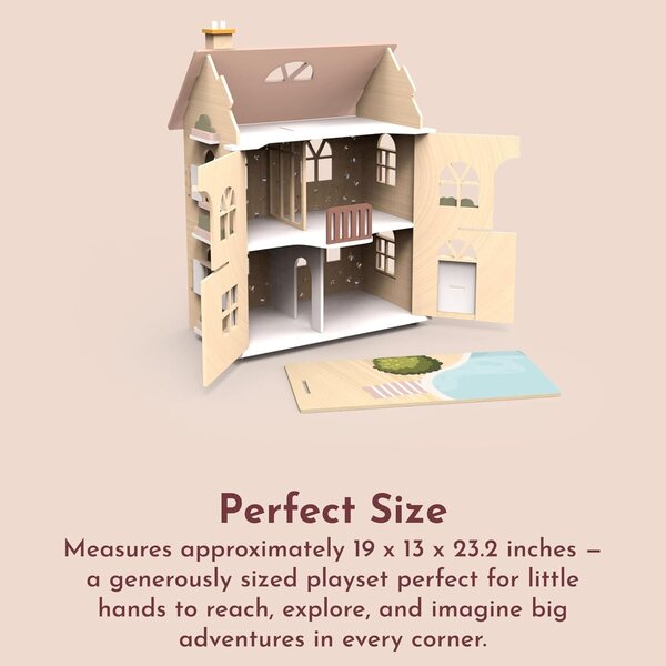 Speedy Monkey Flowers Cottage: Set casa delle bambole in legno colorato con mobili FSC per bambini