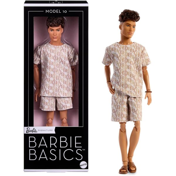 Barbie Basics Ken Model 10 mit braunen Haaren und modernem Look in T-Shirt und Shorts