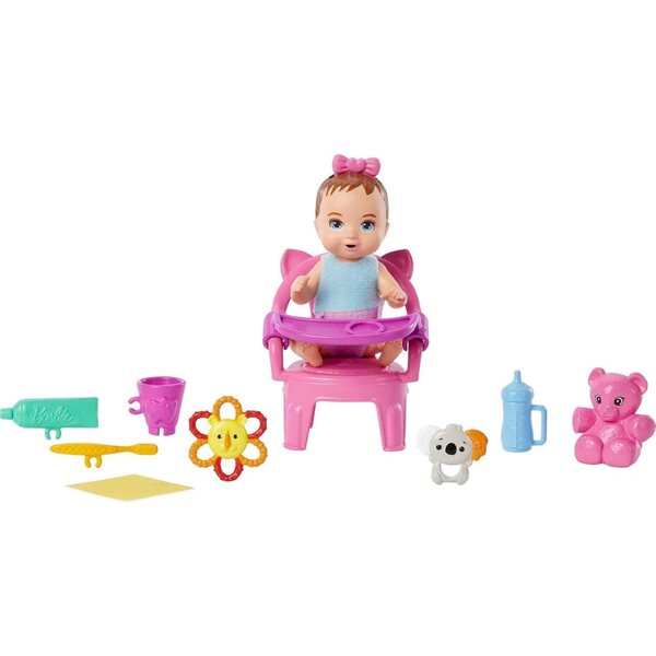 Barbie Skipper Babysitter-Set mit Babypuppe, Zahnfunktion und Zubehör für 3+ Jahre