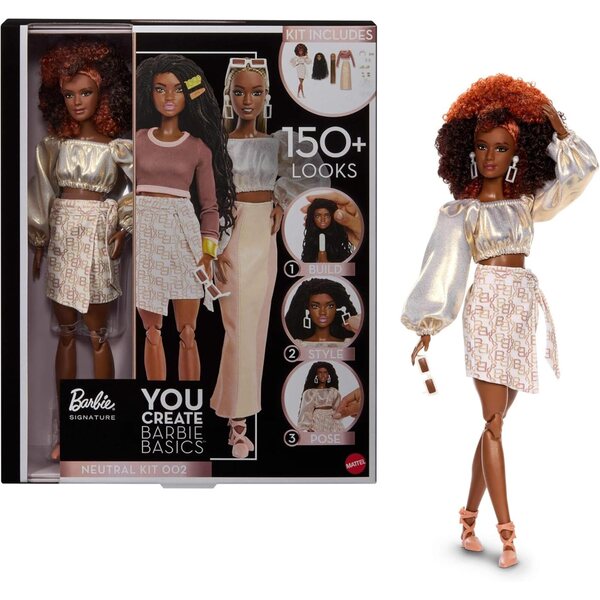 Barbie Basics You Create Neutral Kit 002 mit anpassbarer Puppe und vielseitigen Outfits