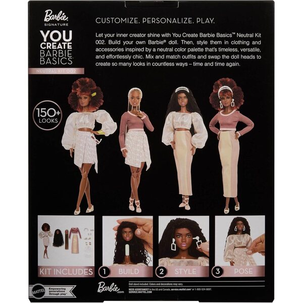 Barbie Basics You Create Neutral Kit 002 mit anpassbarer Puppe und vielseitigen Outfits