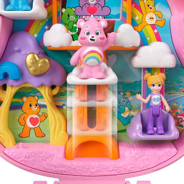Polly Pocket x Glücksbärchi: Set mit Puppen, Spielzeugautos und thematischem Zubehör