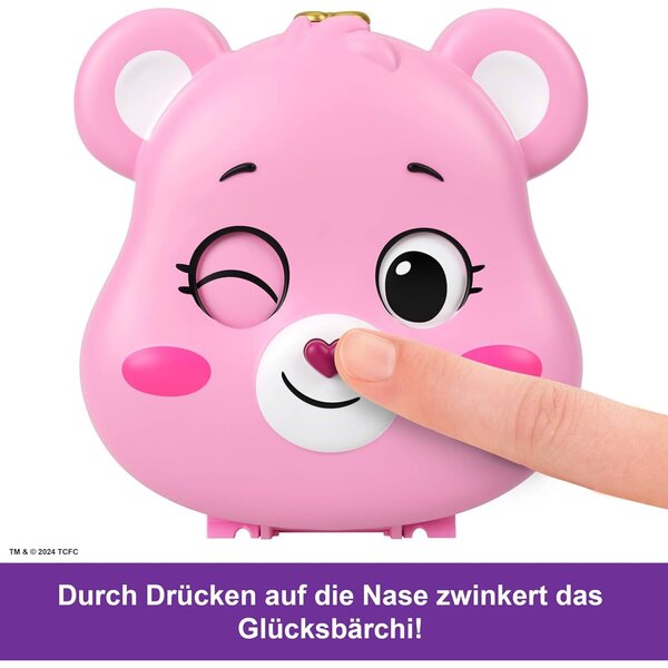 Polly Pocket x Glücksbärchi: Set mit Puppen, Spielzeugautos und thematischem Zubehör