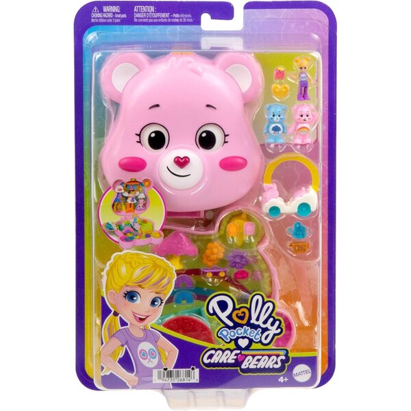 Polly Pocket x Glücksbärchi: Set mit Puppen, Spielzeugautos und thematischem Zubehör