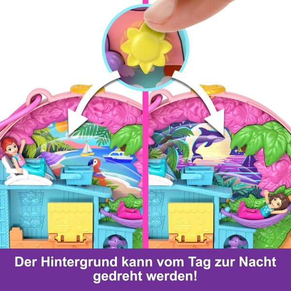 Polly Pocket Adventure Moped-Schatulle mit 2 Puppen und Zubehör für Reisespiele