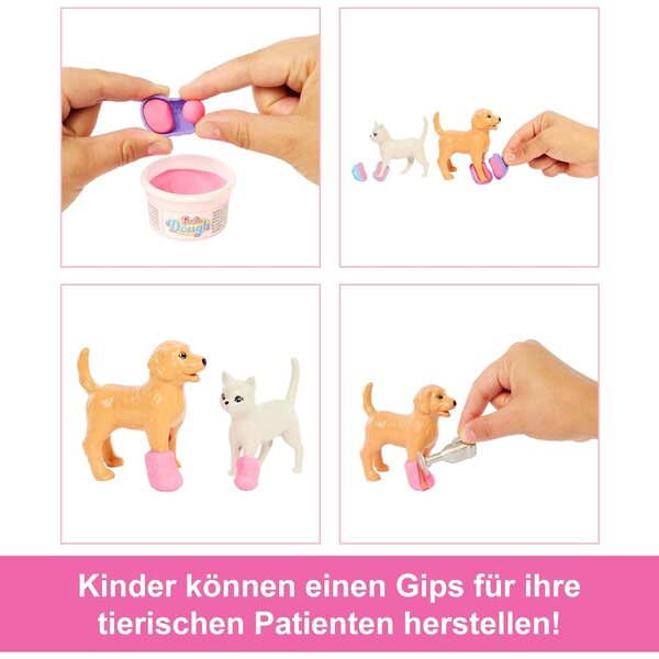 Barbie Tierkrankenstation Spielset mit mehr als 10 Zubehörteilen und rosa Puppe