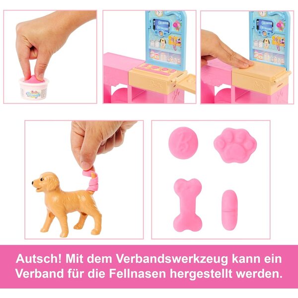 Barbie Tierkrankenstation Spielset mit mehr als 10 Zubehörteilen und rosa Puppe