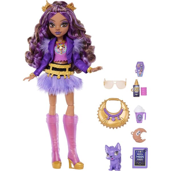 Monster High Clawdeen Wolf con Wolfskind Crescent e 7 Accessori Moda e Storie
