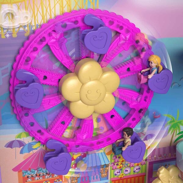 Polly Pocket Pollyville Urlaub im Rollkoffer mit 4 Puppen, 25+ Accessoires und 3-stöckigem Hotel